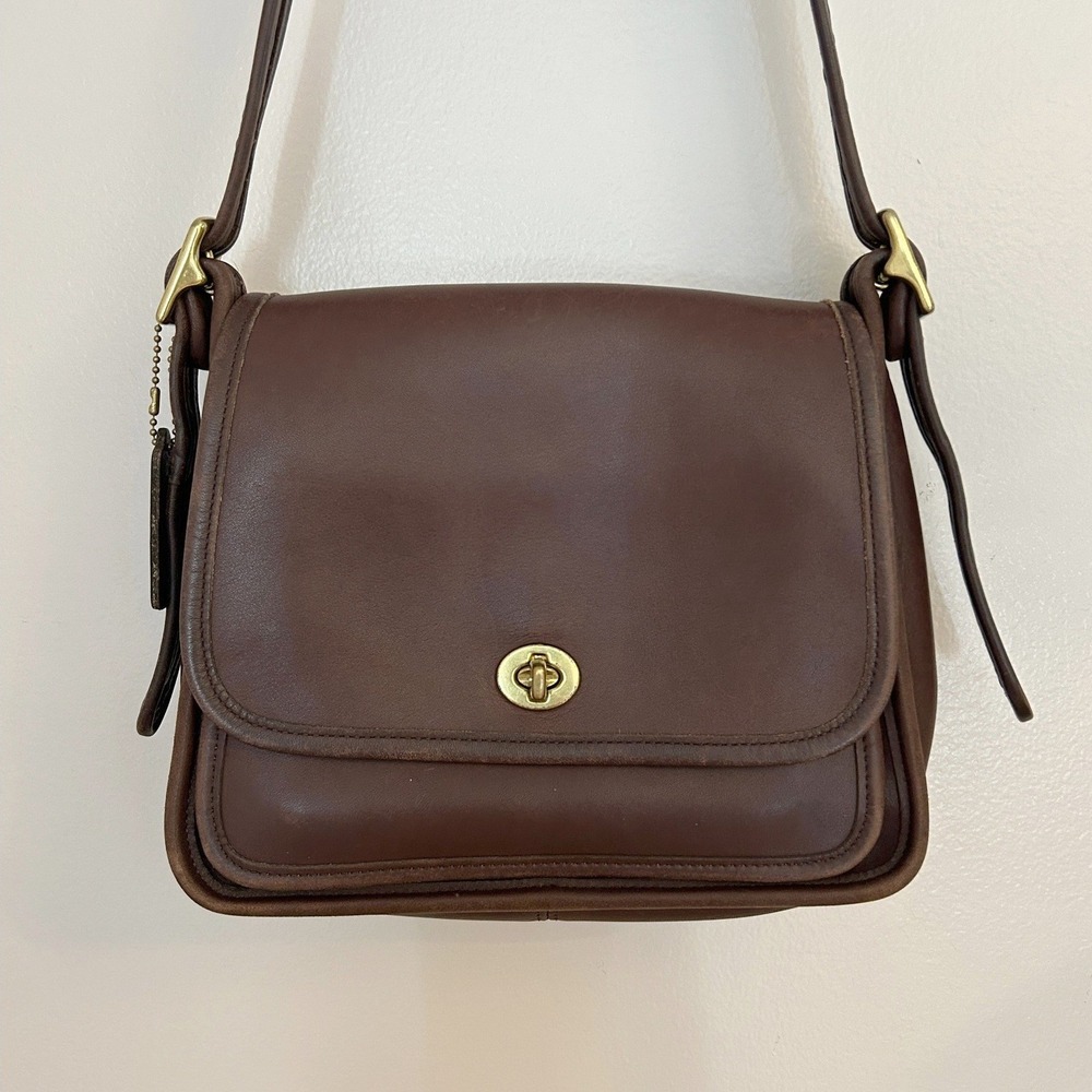 Coach Vintage Brown Leather Ramblers Legacy Crossbody Bag 9061 Brass Turnlock